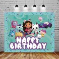 thumbnail image 1 of Gabby casa de muñecas para niños y niñas, suministros de fiesta de cumpleaños, juego de vajilla, globos, platos, servilletas, vasos, decoraciones para fiestas（background 1pc1, 1 of 5