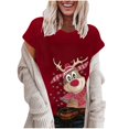 thumbnail image 1 of Camiseta holgada de manga corta con cuello redondo y estampado navideño informal a la moda para mujer Pompotops hfajkhk124499, 1 of 5