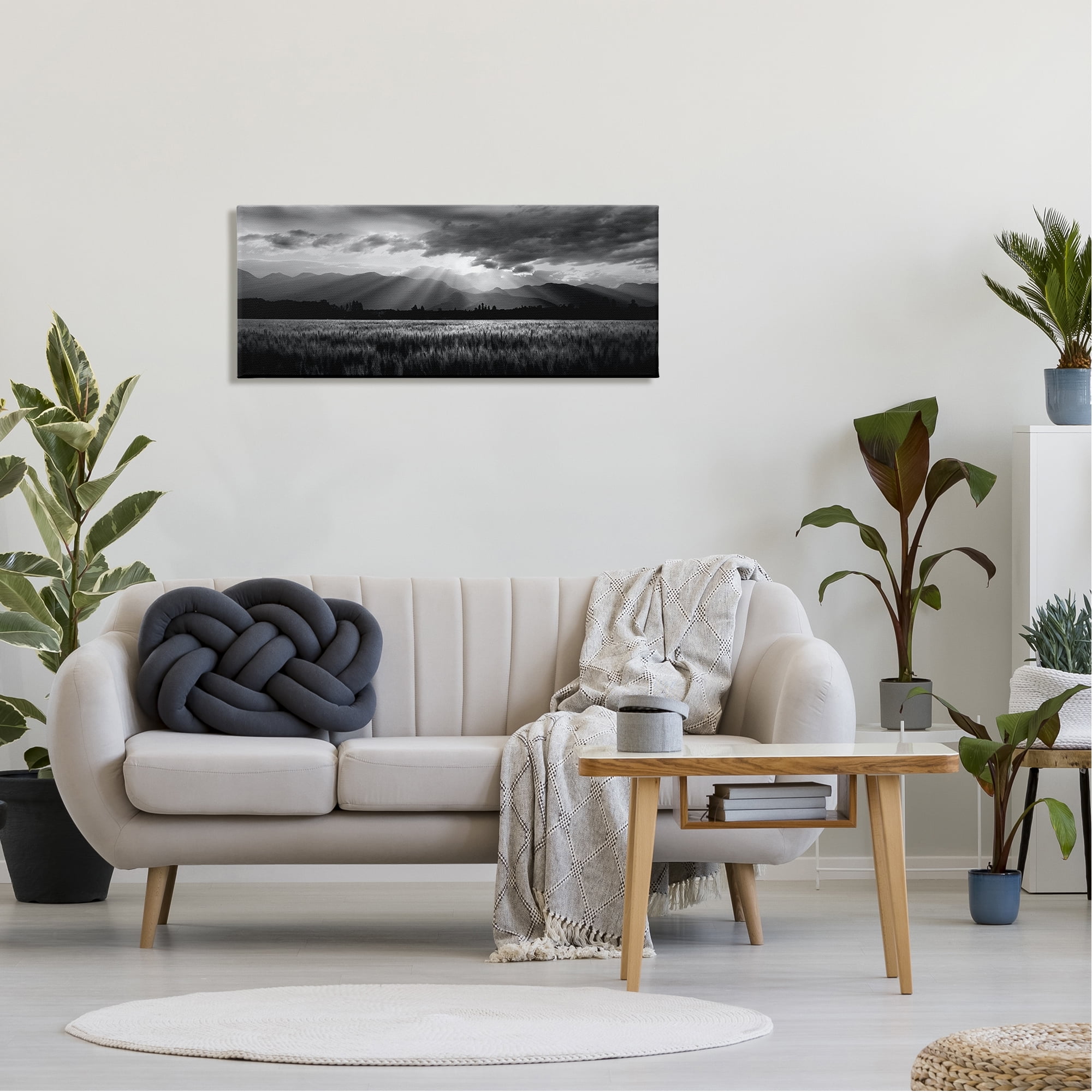 Stupell Industries Sun Rays Field Landscape Landscape Photography Gallery Wrapped Canvas Art Print Wall Art, 40 x 17