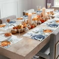 thumbnail image 3 of Fall Placemats Set of 4 Blue White Pumpkin Place Mats Thanksgiving Placemat Shell Starfish Coral Leaf Table Mats for Dining Kitchen Table Holiday Dinner Party Home Fall Decorations 13x19 Inch, 3 of 8