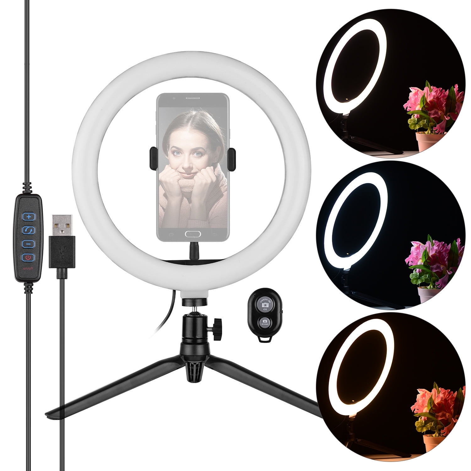26CM / 10Inch LED Ring Light Dimmable Brightness Adjustable Color