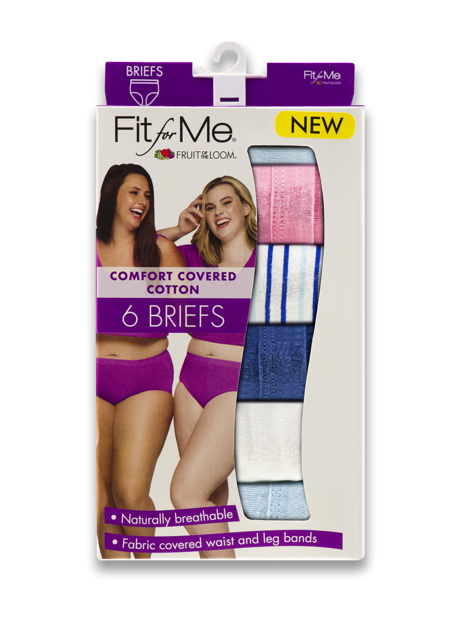 Fit for Me Womens Plus Comfort Covered Cotton Assorted Brief
