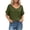 Army Green, variant on Womens Gauze Tops Summer Casual Short Sleeve V Neck Cotton Linen Blouse Solid Color Textured Tunic Tees