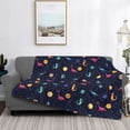 thumbnail image 2 of Honeii Space Dinosaur print throw blanket, crafted from cozy cotton flannel, offers versatile home decor as a bedding suitable for all seasons.-80"x60", 2 of 6