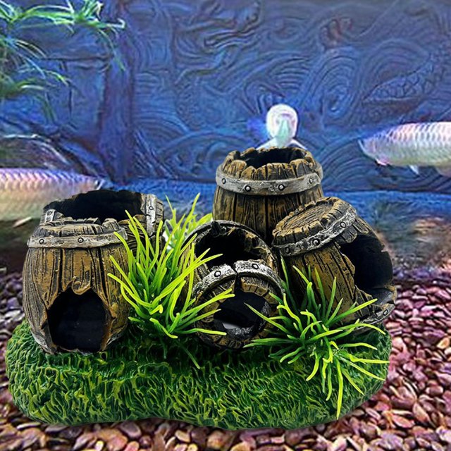 Decoración de peceras, escondite de peces, plantas acuáticas, casas de descanso, escondite de cuevas de peces para adornos de decoración de acuarios,