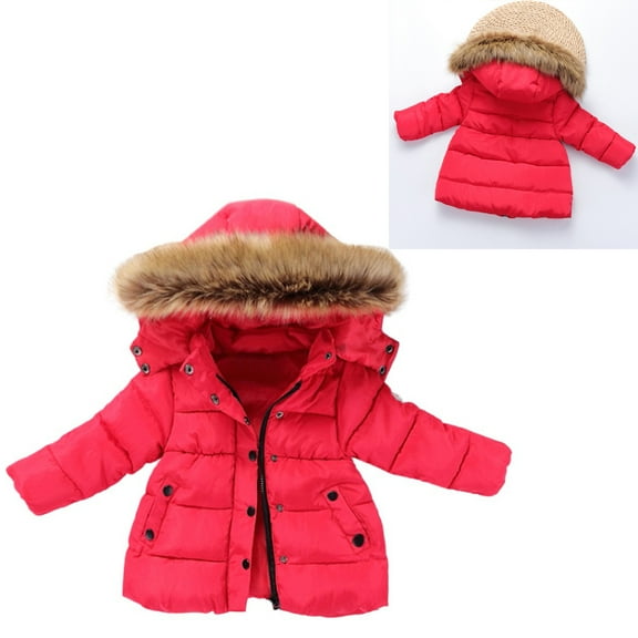 Kids Winter Coat,Baby Girls Puffer Coat Hooded Jacket Long Sleeve Light Winter Coats for Baby Girls Kids Winter Jacket Baby Clothes