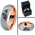 thumbnail image 4 of Tungsten Dragon Dragons Fire Breather Folklore Band Ring 7mm Men Women Comfort Fit 18k Rose Gold Dome Brushed Gray Polished, 4 of 4