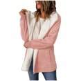 thumbnail image 2 of Cyber&Monday Deals Usmixi Womens Fleece Coat Faux Suede Jacket for Women Casual Solid Long Sleeve Hooded Trench Coat Soft Cozy Plush Padded Warm Outwear with Pocket Winter Fleece Coat Flash Deals, 2 of 7