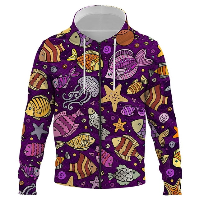 Sudadera con capucha y cremallera con estampado 3D de organismo marino para hombre y mujer, moda informal de otoño e invierno, sudaderas de hip hop para niños y niñas