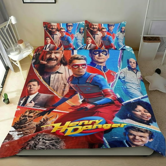 Henry Danger The Movie Themed Bed Sheet Set Three Piece Set 53x79 In ches Comfortable And Skin Friendly Unique Design Creating A Star Studded Night Home Decor Gifts For Family Friends fans
