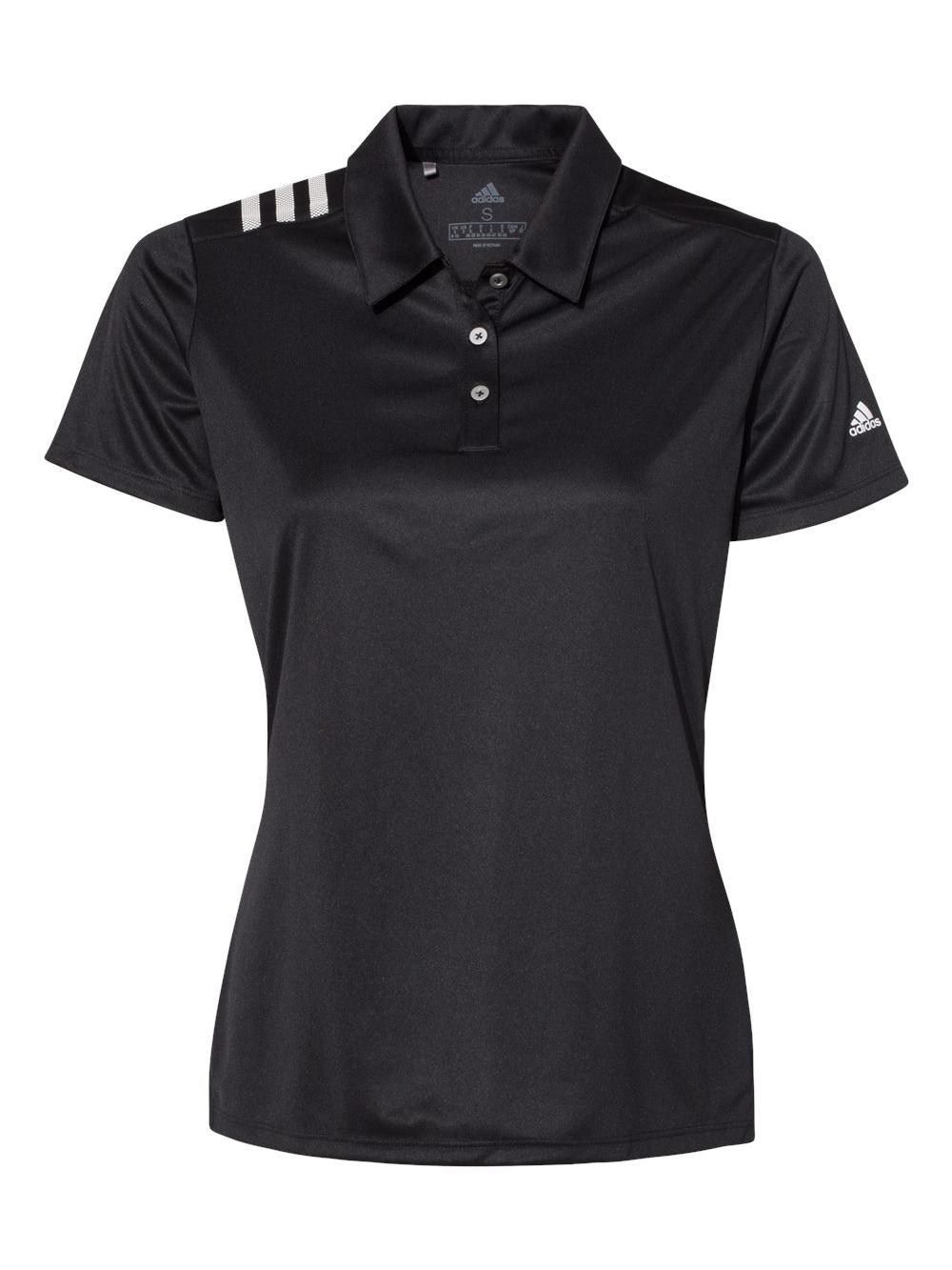 Adidas - Women's 3-Stripes Shoulder Polo - A325 - Black/ White - Size: 3XL - image 2 of 3