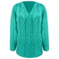thumbnail image 4 of DHFJKG Women's Sweaters Hoodies Knit Jacquard Oversized Deep V Neck Loong Sleeve Hooded Pullover Sweater Solid Color Casual Jumper Tops, 4 of 5