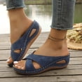 thumbnail image 2 of Platform Slide Sandals Upper Casual Summer Beach Slippers Comfortable Sole Polyester Material Lightweight Non Slip, 2 of 6