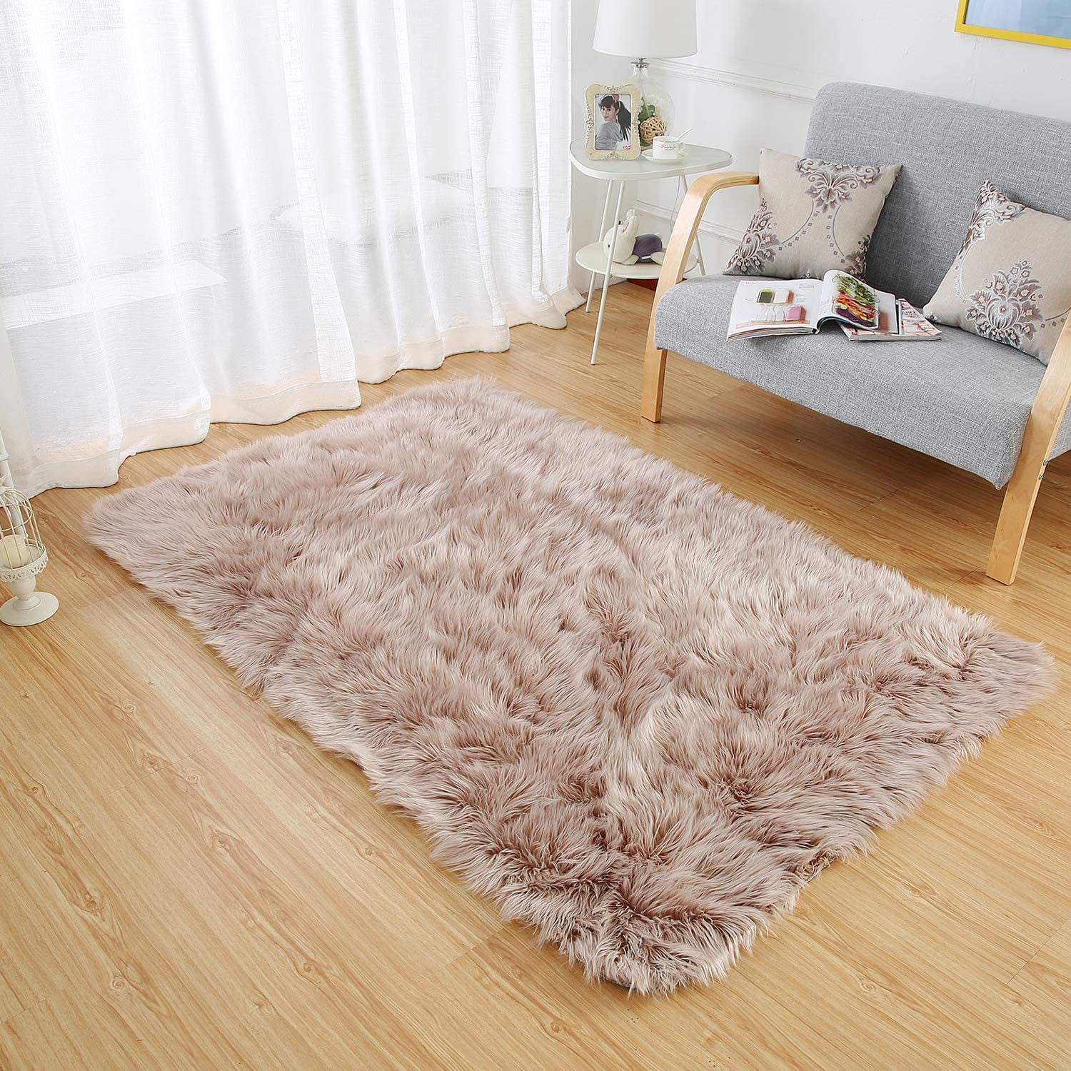 Soft Cosy Shaggy Hairy Carpet Balcony Round Rectangular Carpet Faux Fur Carpet 