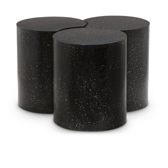 Meridian Furniture Dimple 3 Piece Black Terrazzo Pattern Iron Metal Coffee Table