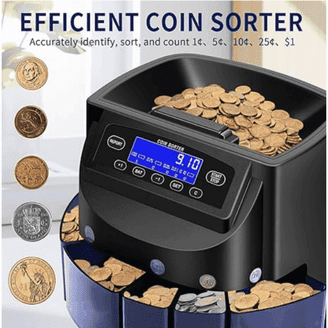 Royal Sovereign Electric Coin Sorter, Anti-Jam, Coin Wrapper Tubes