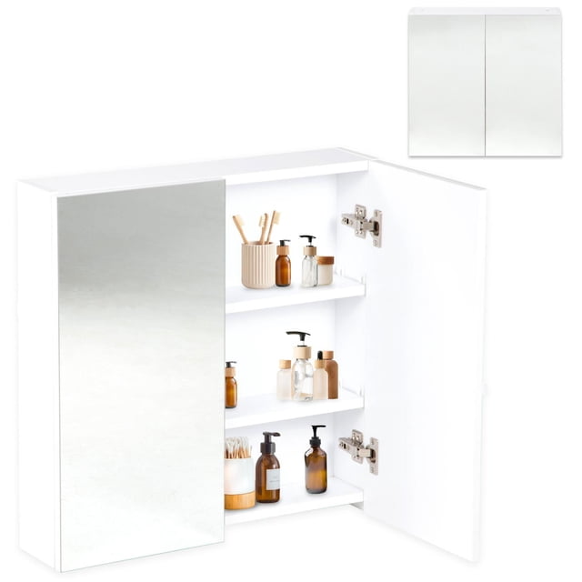 Botiquin Con Espejo Para Baño Organizador 2 Puertas Gabinete blanco