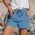 thumbnail image 4 of YUDTA Summer Women's Linen Shorts Elastic Waist Casual Comfy Lightweight Breathable Relaxed Fit Cropped Shorts Pocket, 4 of 7