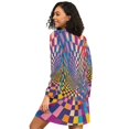 thumbnail image 2 of FORMRS Womens Long Sleeve Nightgowns Crew Neck Sleep Shirt Soft Pajamas Sizes S-3XL, Colorful Wavy Plaid, 2 of 8