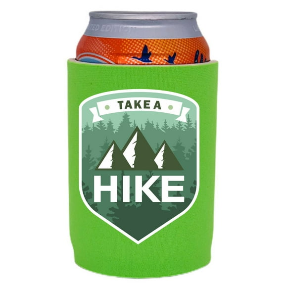 Take A Hike Neoprene Full Bottom Can Coolie (Bright Green)