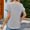 thumbnail image 3 of Eres Más Que una Camisa de Puntuación de Prueba con Cuello en V Algodón Hemstitch Patchwork Manga Corta Top Casual, Blusa Ligera de Verano para Uso Diario, 3 of 6