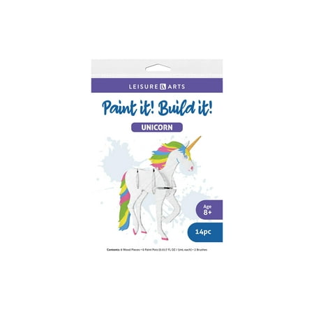 Leisure Arts - 3D Puzzle 14 Piece Kit Wood Build It Unicorn Wood Building Kits Diy Projects Wooden 3D Puzzles Kits For All Ages Building Kits