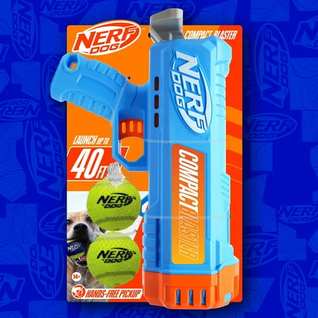 Nerf Dog Compact Blaster Tennis Ball Launcher for Dogs with 2 Balls, 12 inch