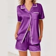 thumbnail image 2 of Soft Pajama Set for Women Soft Cardigan Solid Outdoor Wear Casual Pajama Set,Purple 2XL, 2 of 4
