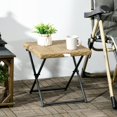thumbnail image 4 of Nature Wood PE Rattan Coffee Table - 16" Round End Side Table with Foldable Metal Frame, Weather-Resistant Wicker for Patio, Balcony, Living Room & Backyard, 4 of 7