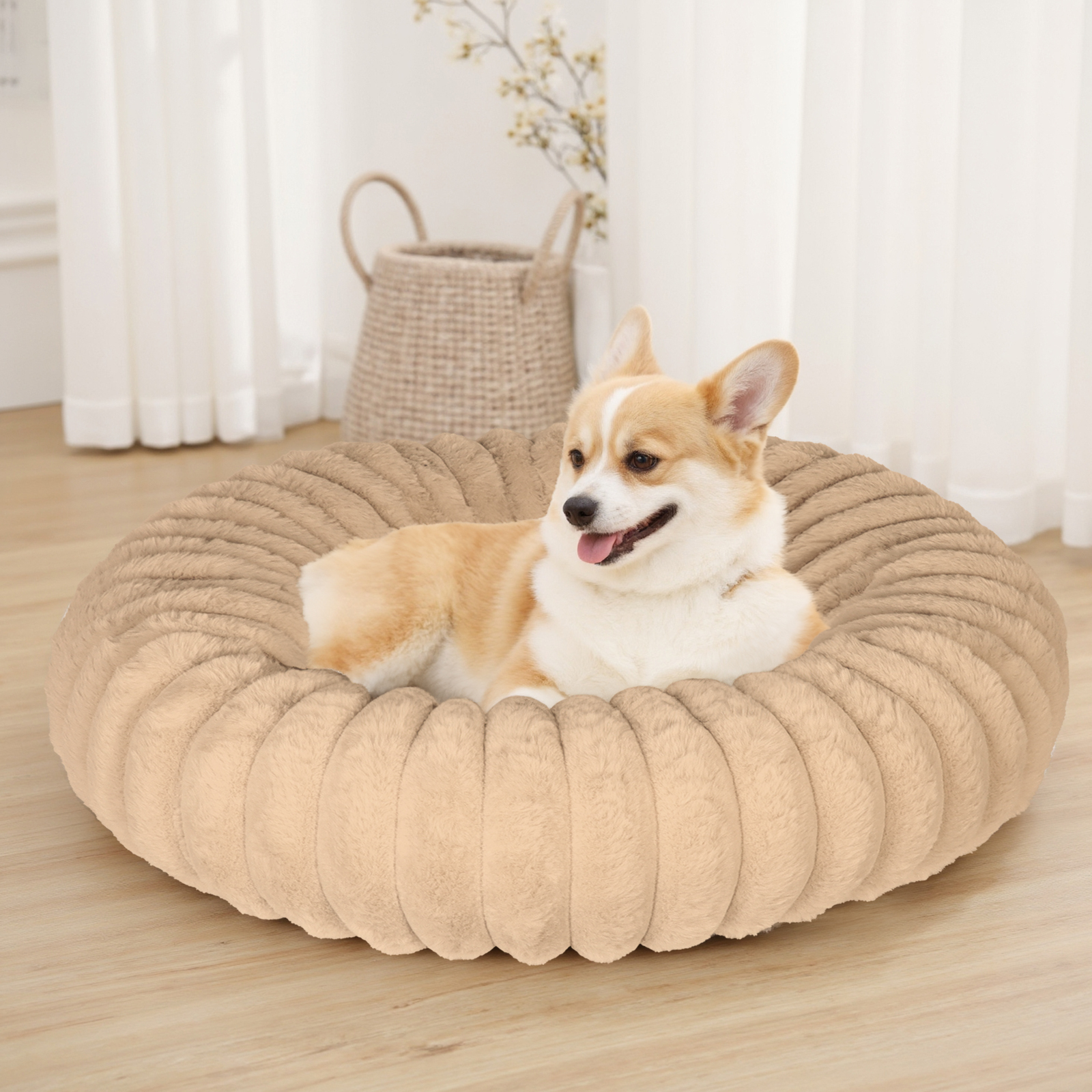 Katieovy Donut Dog Bed, Small, Apricot photo 6