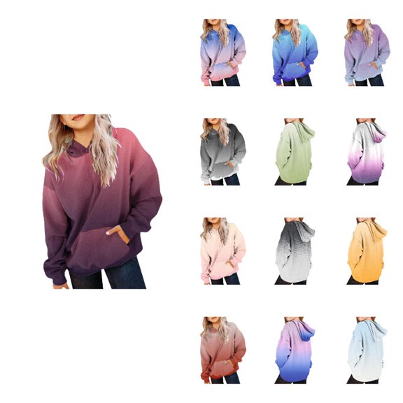Gyujnb Gradient Pullover Hoodie, Oversized Pocket Top for Mild Weather Outfits (Little Girls, Big Girls),9-10 Years