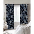 thumbnail image 3 of Navy Blue Floral Blackout Curtains 96 Inch Length Oriental Traditional Ethnic Flower Texture Thermal Insulated Window Curtain Window Drapes 2 Panels for Bedroom Living Room 52"Wx96"L, 3 of 9