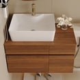 thumbnail image 4 of 31.5" Wall Mounted Bathroom Vanity with Sink, Modern Floating Bathroom Cabinet with 1 Soft-Close Drawer and 2 Storage Cabinets, Wood Hanging Bath Room Cabinet, Walnut, 4 of 6