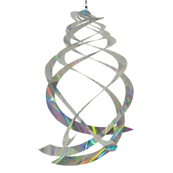 In the Breeze 9160 — Silver Sheen Crystal Spinner — Mylar Wind Spinner, Garden and Yard Decor — Humane Animal Deterrant