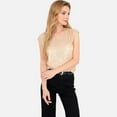 thumbnail image 7 of Women's Sequin V-Neck Top with Cap Sleeves and Relaxed Fit - Medium, Gold, 7 of 7