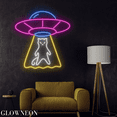 thumbnail image 2 of Glowneon UFO Abduction Cat Wall Art Led Light For Kid Room Decor Sign, 2 of 5