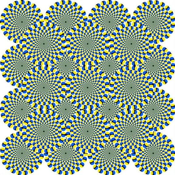 Optical Illusion 24"x24" Poster Green Yellow Blue. The image here appears as if circles rotating. Art Print