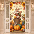 thumbnail image 2 of Woodland Animals Autumn Banner Rustic Harvest Fall Decoration Squirrel Pumpkin Sunflower for Thanksgiving Festival Garden Event, 2 of 9