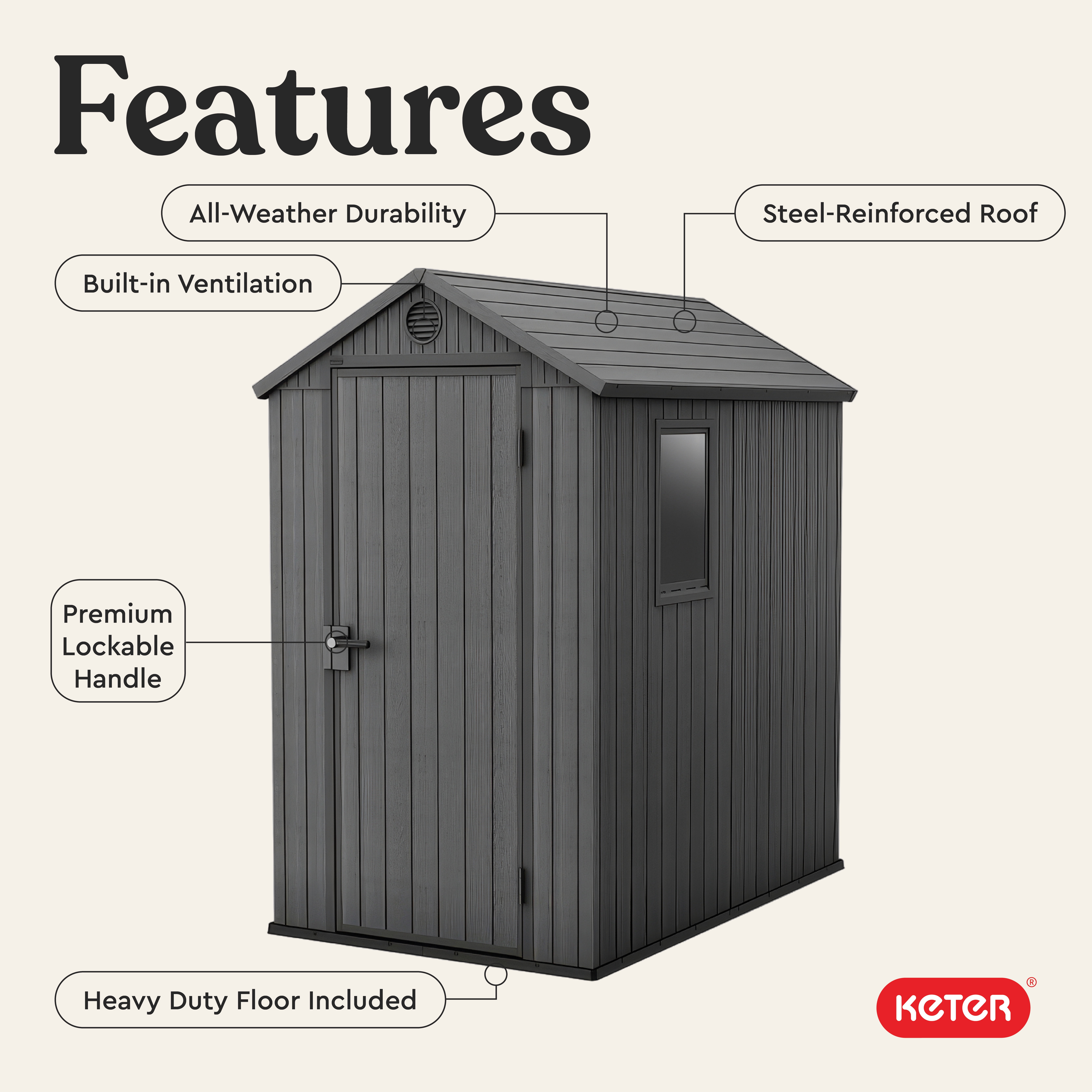 テント・タープ Early Bird Charcoal Gray brunt EIT Keter Darwin Maintenance-Free Composite Outdoor Storage Shed, 81