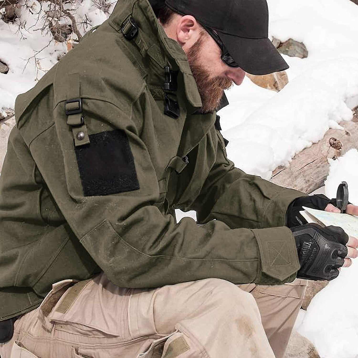 Veste Polaire Tactique Militaire Homme - Chaude, à Capuche, Multiples Poches, Pour Chasse Et Outdoor