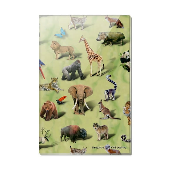 Land Animals Gorilla Lion Fox Giraffe Pattern Rectangle Acrylic Fridge Refrigerator Magnet
