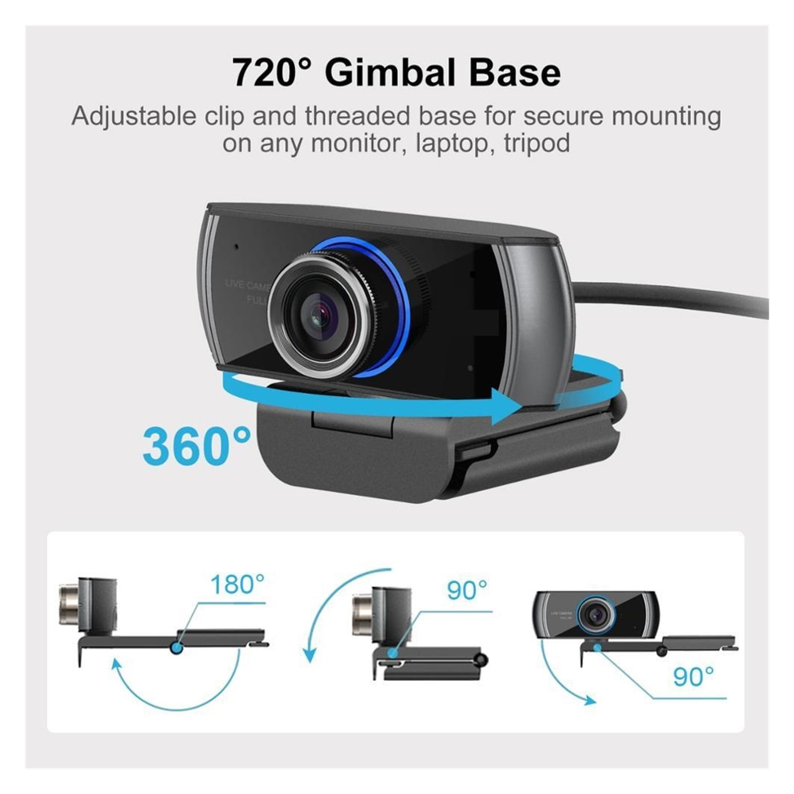 1080p Hd Webcam With Microphone 100°Wide Angle Video Conferencing Live Streaming Drive For Conferencing, Live Streaming, Recording ,Full Clarity