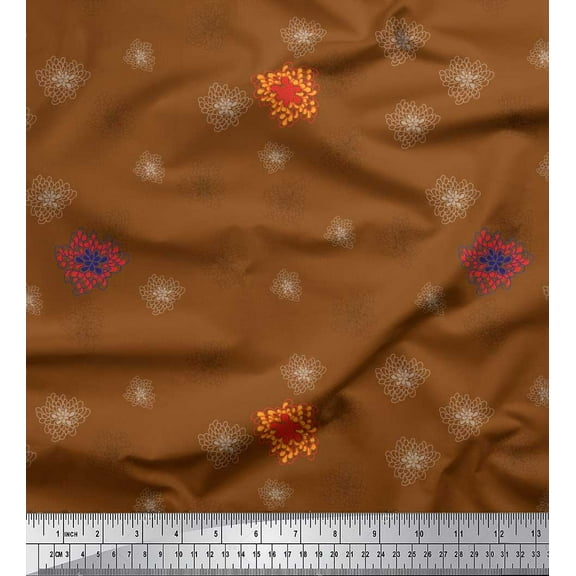 Soimoi Cotton Duck Fabric Flower Artistic Decor Fabric Printed Yard 42 Inch Wide