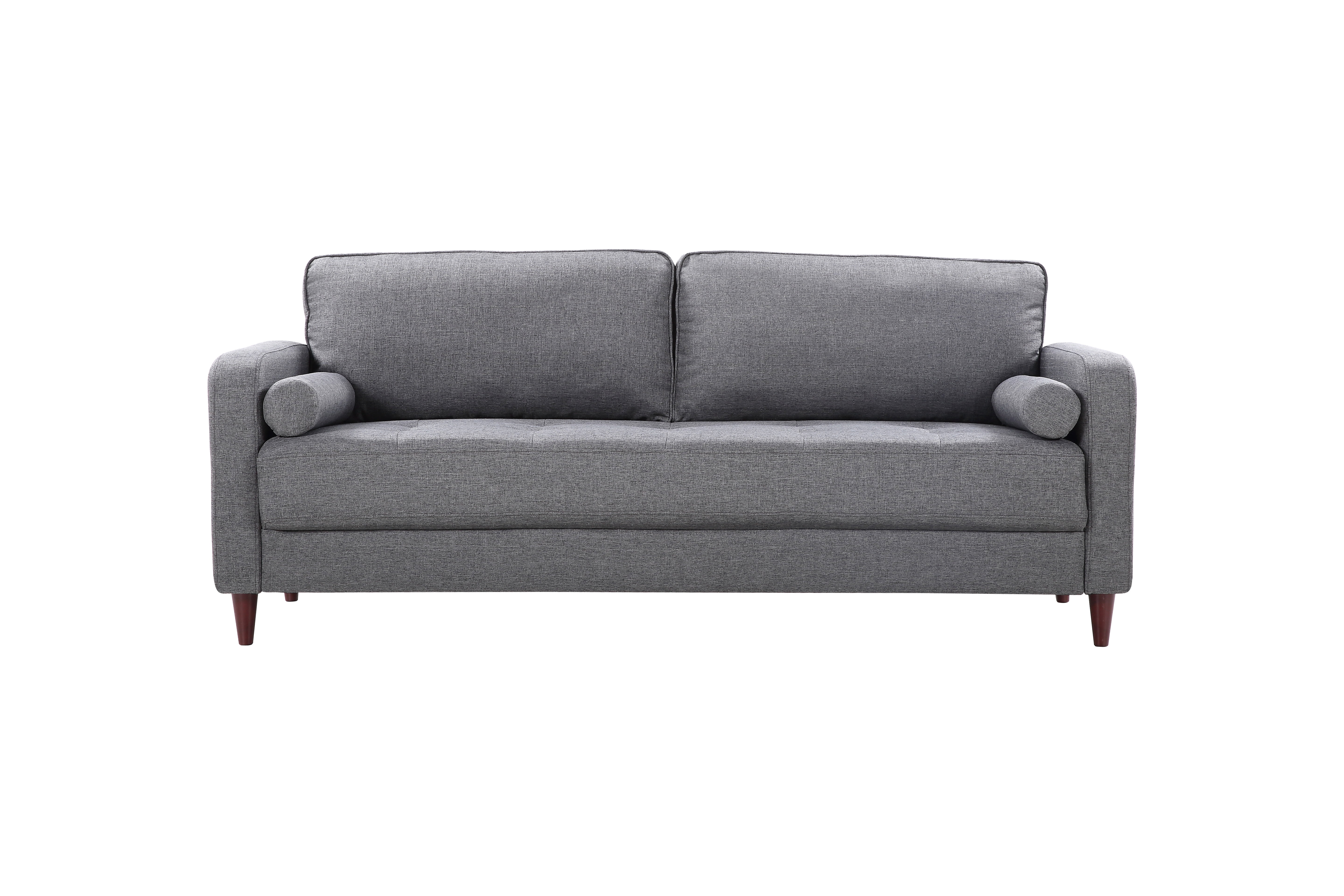Mid Century Modern Living Room Linen Sofa In Light Grey