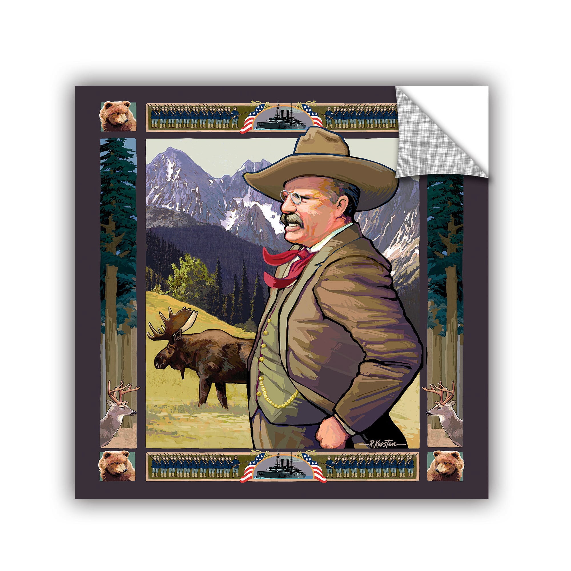 ArtAppealz Rick Kersten "Teddy Roosevelt" Removable Wall Art