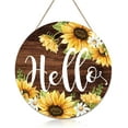 thumbnail image 2 of Wooden Welcome Doorplate Hanging Rack Wooden Sunflower Art Front Door Flower Wreath Hanging Bedroom Home Decoration, 2 of 6