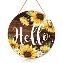 Front Door Signs for Home, Welcome Door Sign Hanging Door Decor, Wooden Sunflower Signs, Wooden Welcome Door Panel Hangers Sunflower Art Front Door Flower Wreath Hanging Decoration