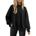thumbnail image 6 of Autumn 2025 Women'S Batwing Sleeve Knit Sweater With Side Slits And Round Neck, 6 of 33