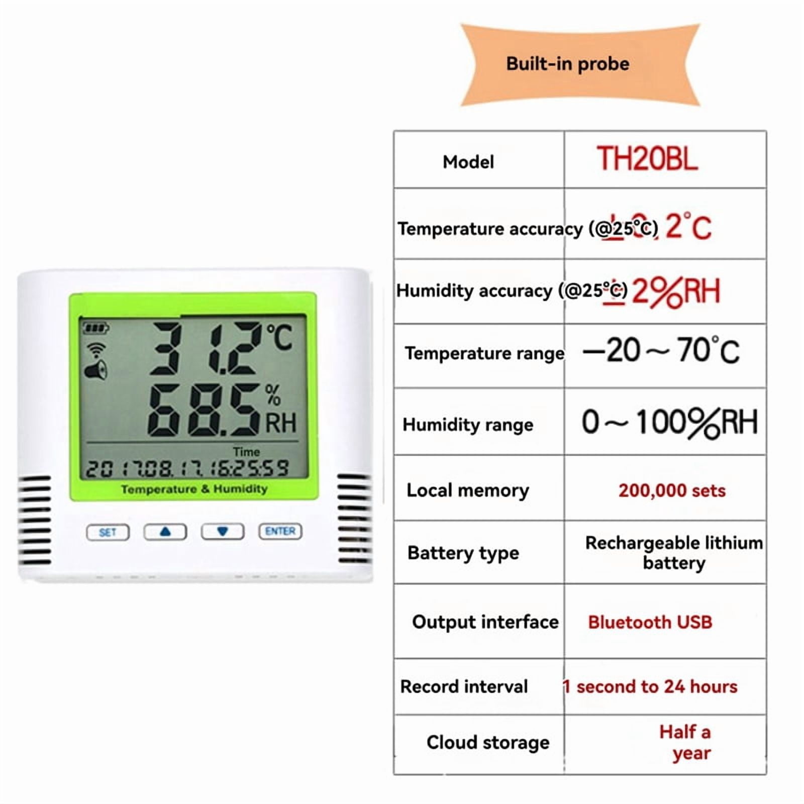 TH20BL Bluetooth Temperature and Humidity Recorder, Intelligent High- Barometric Temperature and Humidity Meter