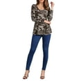 thumbnail image 2 of INSPIRE CHIC Women's Tops Printed Scoop Neck Long Sleeves Peplum Blouse S Coffee-Animal, 2 of 6